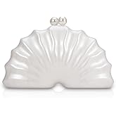 YYW Acrylic Shell Shaped Pearl Clutch Purse Glitter Marble Evening Shoulder Crossbody Bag for Wedding Party Prom