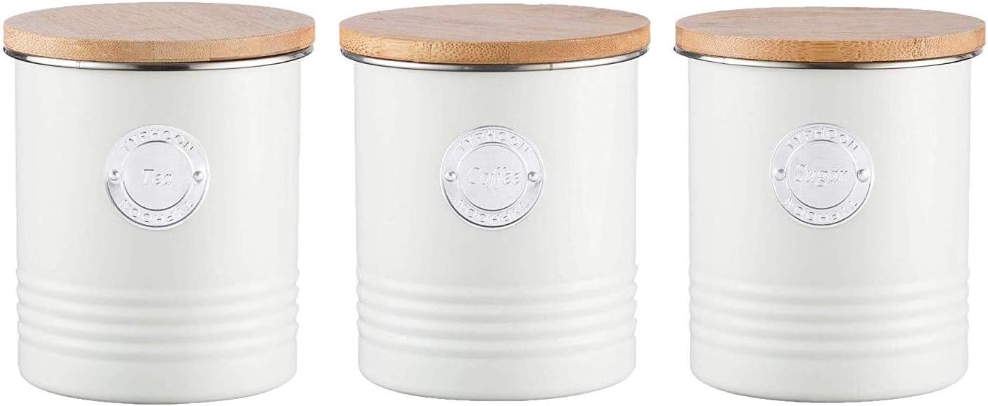 Typhoon Living Cream Tea, Coffee & Sugar Storage Canister Set, 1 Litre