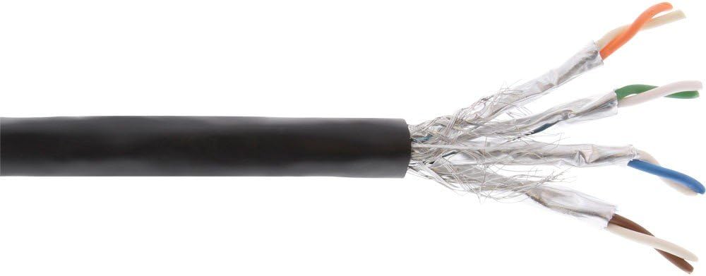 InLine® 70050P Outdoor Installation Cable 7 A, S/FTP (PIMF) (4 x 2 x 0.58 AWG23 Copper, 1200MHz, Polyethylene 50 m Black