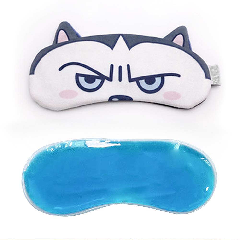 Winmoom Cat&Dog Cute Sleep Eye Mask with Gel pad, Hot & Cold Therapy for Insomnia Puffy Eyes, Super Soft and Light, for Sleeping, Shift Work,Blindfold Eyeshade for Men and Women Kid