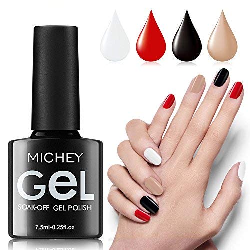 MICHEYGel UV Gel Nail Polish, pack of 4, Gel Nail Polish Kit, 0.25 fl oz