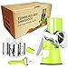Round Drum Slicer and Grater Vegetable Cheese Cutter Slicer Shredder Grinder with 3 Stainless Steel Rotary Blades and Strong Suction Cup