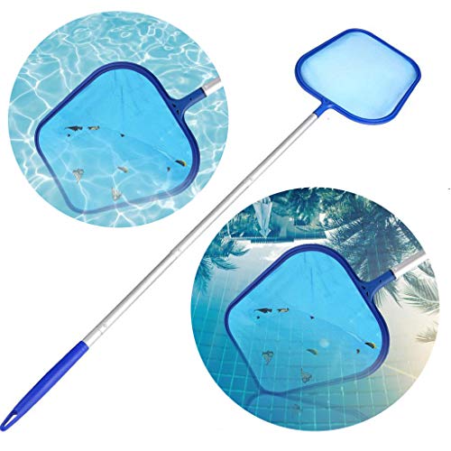 GKanMore Pool Skimmer Net with 5 Sections 47" Detachable Pole, Leaf Skimmer Mesh Rake Net for Spa Pond Swimming Pool, Pool Cleaner Supplies and Accessories