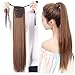 Drawstring Ponytail Clip in Hair Extensions ponytail Hairpiece Binding Pony Tail Extension for Girl Lady Woman Light Brown
