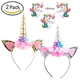 DaisyFormals Unicorn Headband for Girls Unicorn Party,2 PCS Gold and Silver