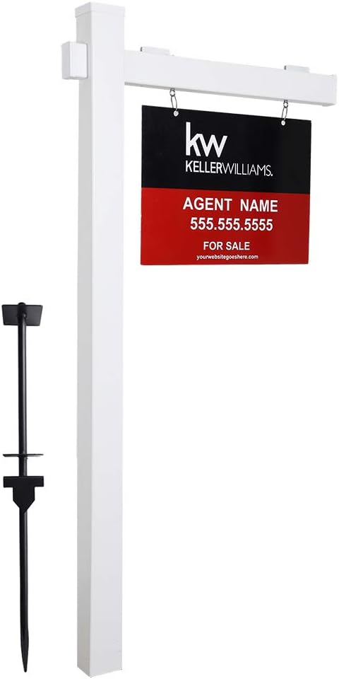 Yard Signs - Kdgarden Vinyl PVC 6-Feet Real Estate Sign Post, Realtor Yard Sign Post for Open House and Home for Sale, 47