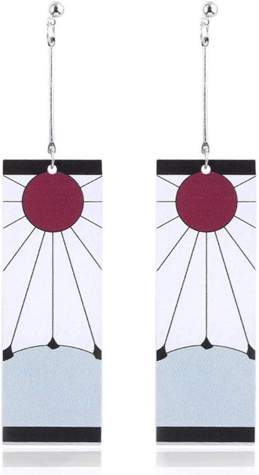 qwrewClassic Earrings, Japanese Anime Demon Slayer Cosplay Prop Cartoon Alloy Acrylic Comic Earrings Accessories