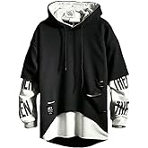 DUDHUH Mens Hoodie Fashion Pullover Letter Print Tracksuit Techwear Casual Coat Hip-Hop Sweatshirt