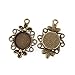 Beadthoven 10pcs Vintage Tibetan Style Alloy Flower Pendant Cabochon Bezel Settings, Nickel Free, Antique Bronze, Flat Round Tray: 12mm; 30x21x3mm, Hole: 2mm