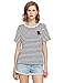 Romwe Women's Summer Short Sleeve Casual Tee T-Shirt Top Black Rose Patch S