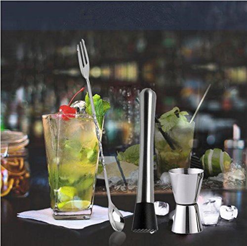 Cocktail-Stößel aus Edelstahl, Rührlöffel, Messbecher, Bar-Werkzeug-Set für Bar, Party, Wein, Cocktail, Getränke-Shaker – Bild 3