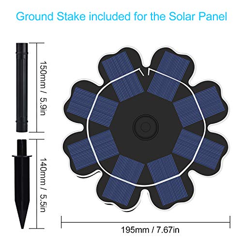HiJi Solar Powered Fountain Pump for Bird Bath, 2.5W Waterproof Solar Panel and Submersible Water Pump with 4 Spay Heads for Pedestal Bird Bath, Small Pond and Water Circulation,10ft Cord Included