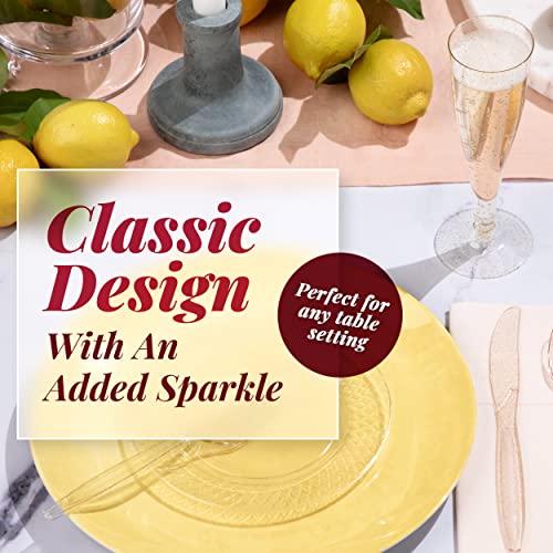 100 Plastic Champagne Flutes Disposable Champagne Flute Gold