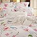 Wake In Cloud - Floral Duvet Cover Set, 100% Cotton Bedding, Botanical Flowers and Birds Pattern Printed, with Zipper Closure (3pcs, King Size)
