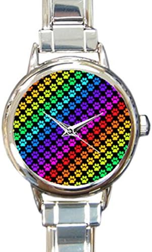 Coolstuffs Raninbow Paw Print Women Ladies Italian Charm Bracelet Wrist Watch Analog Quartz Classic Watch