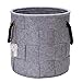 Sea Team 13.4 inches Cross Pattern Felt Storage Basket Nursery Storage Bin Toys Hamper with Rope Handles for Kid's Room, Gray