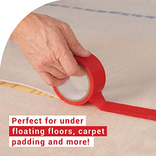 Vapor Barrier Seam Tape 4" x 180' - Wall and Floor Liner for Crawl Space Moisture Barriers, Encapsulations, Carpet Padding, Stucco Applications and More (9 mil, Red)