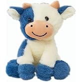 Sibupue Cow Stuffed Animals Soft Plush Cute Cow Doll for Boys Girls 8in (zuo NIU Shen lanse)