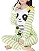 VENTELAN Women Long Sleeve Panda Print Round Neck Pajamas Set Striped Sleepwear A-Green Panda M (USA Size:8-10)