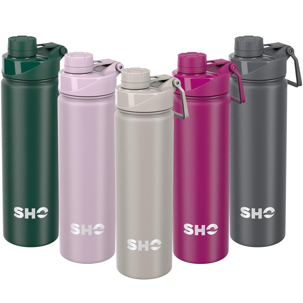 SHO Stainless Steel Sports Bottle - Leak Proof, BPA Free, No Sweat, Vacuum Insulated Double Walled Metal Flask Water Bottle - 12 Hours Hot 24 Hours Cold (660ml Soft Taupe) — image 1