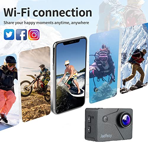 Jadfezy Action Camera 4K 60FPS with EIS AntiShake, WiFi and Remote