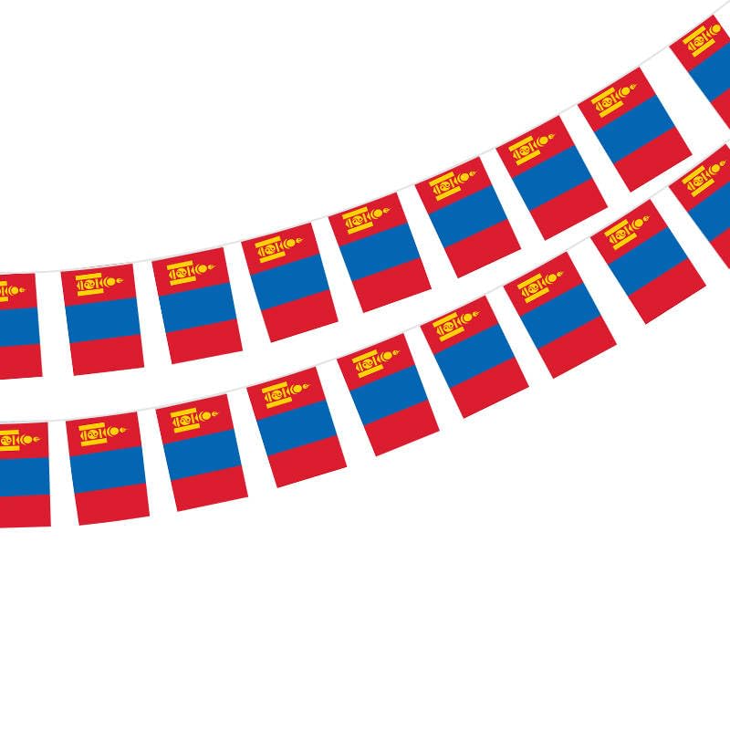Mongolia Flag 40 Pcs Mongolia Flag Mongolia Garland 11.4M Mongolia Bunting National Flag 5.5x8.3 Inch for Bar Decorations