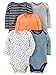 Simple Joys by Carter's Baby Boys' 5-Pack Long-Sleeve Bodysuit, Blue/Grey Heather/Navy Stripe/Orange/White Sailboats, 6-9 Months