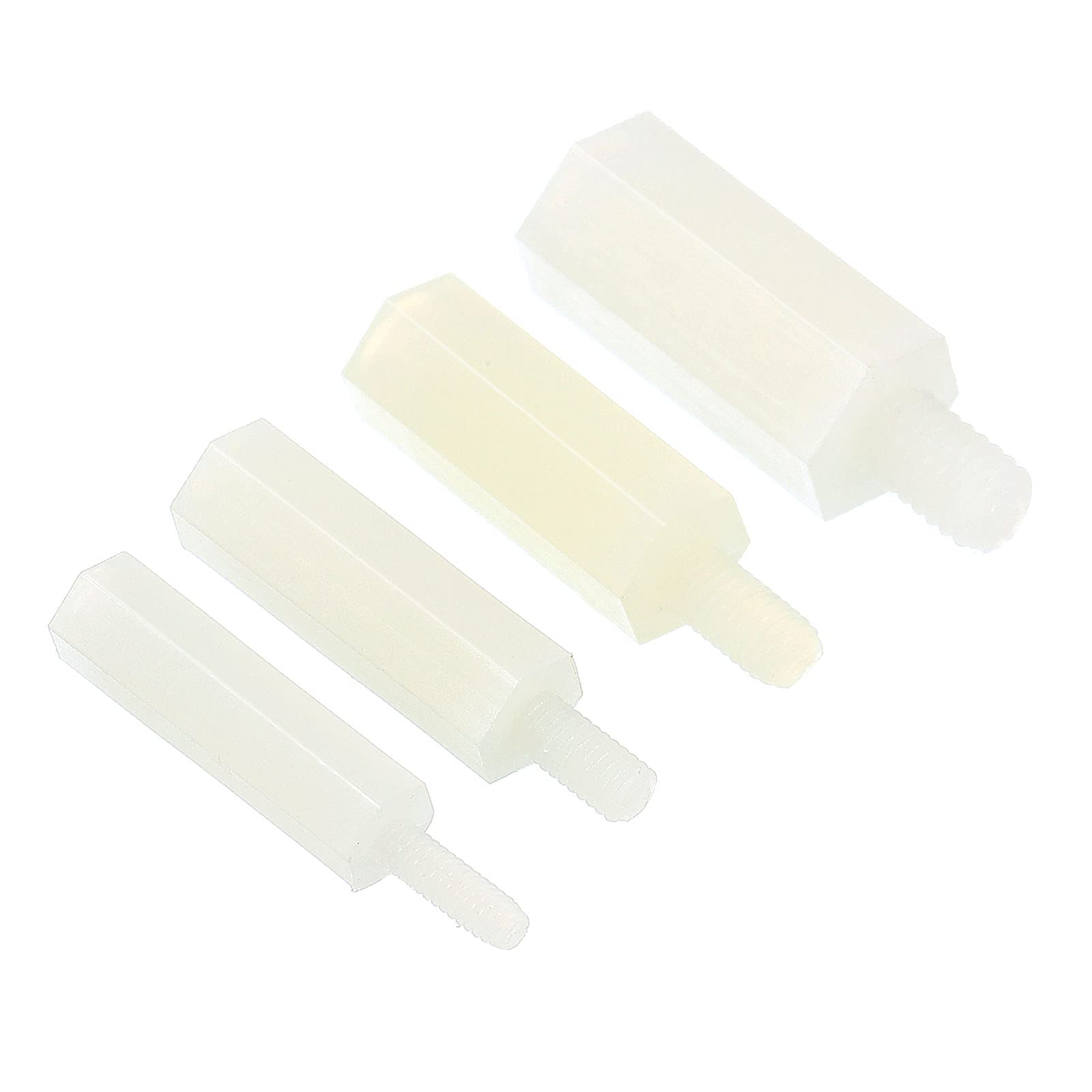 PATIKIL M2 M2.5 M3 M4 Standoff Screws 80 Pack Nylon Hex PCB Standoffs for Motherboards, Computer Cases, Circuit Boards, Electronics, (15mm+6mm, White)