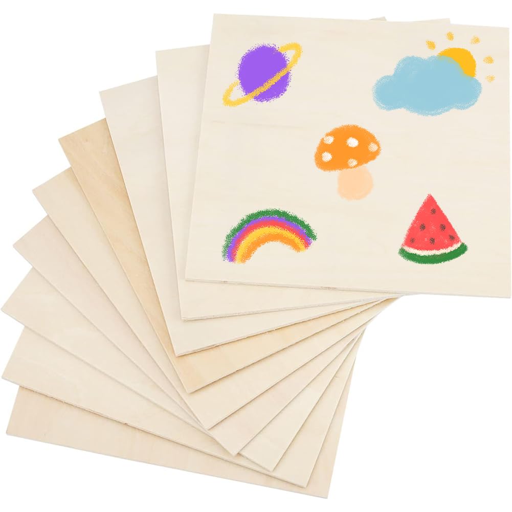 NBEADS 15 Pcs Unfinished Blank Wood Slices, 15x15.1x0.25cm Unfinished Square Wood Slices Blank Square Cutouts Wood Sheets for DIY Art Craft Painting Coasters Photo Decorations