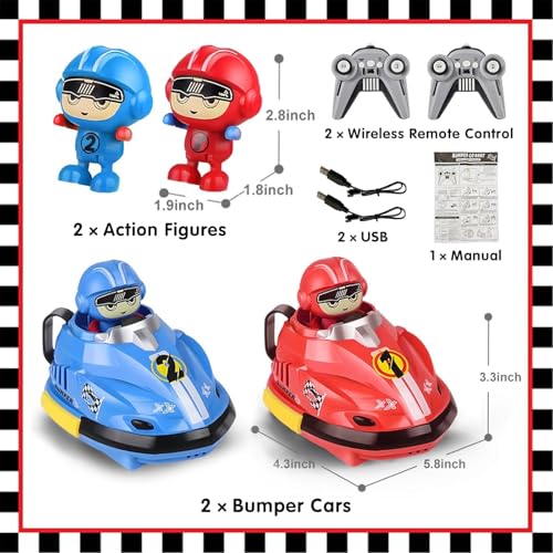 Beauenty 2 Pack Remote Control Battle Bumper Car for Toddlers, Radio Control Toys Music Catapult Robot Popping Up Family Interaction RC Battle Game for 6+Kids