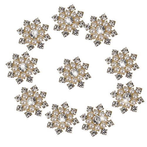 Beautiful bead 10 pcs faux pearl rhinestone flatback bu…