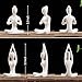 OwMell Lot of 4 Meditation Yoga Pose Statue Figurine Ceramic Yoga Figure Set Decor (White Set)