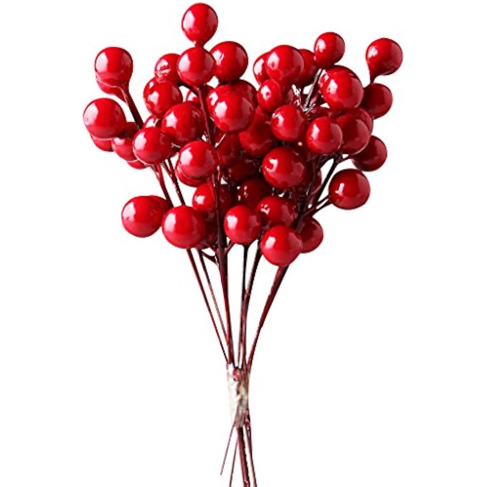 Red Berries, 10 Artificial Berry Stems For Christmas Tree Decorations