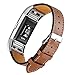 bayite Leather Bands Compatible with Fitbit Charge 2, Replacement Accessories Straps Women Men, Brown