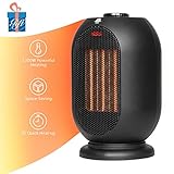 MRMIKKI Small Space Heater for Office, 1200W/700W Electric Heater for Home, Ceramic Heater with Fan, Tip-Over and Overheat Protection, 3s Quick Heating with Oscillation (Black)