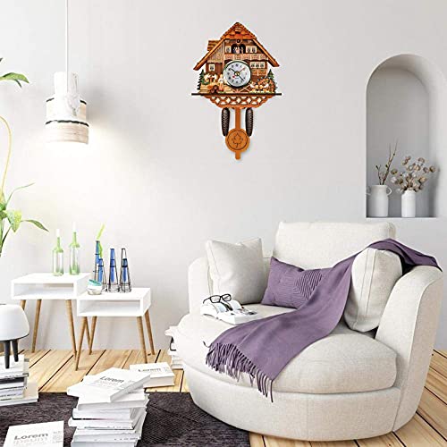 Taktom Quartz Cuckoo Clock Black Forest House With Moving Train, With