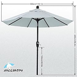 ABCCANOPY Durable Patio Umbrellas 10' Light Gray