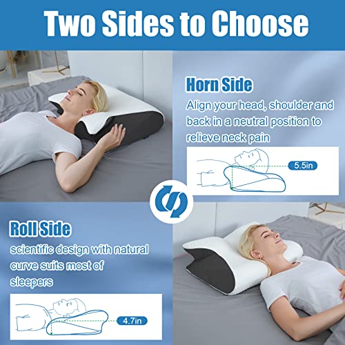 HOMCA Memory Foam Cervical Pillow, 2 in 1 Ergonomic Contour Orthopedic