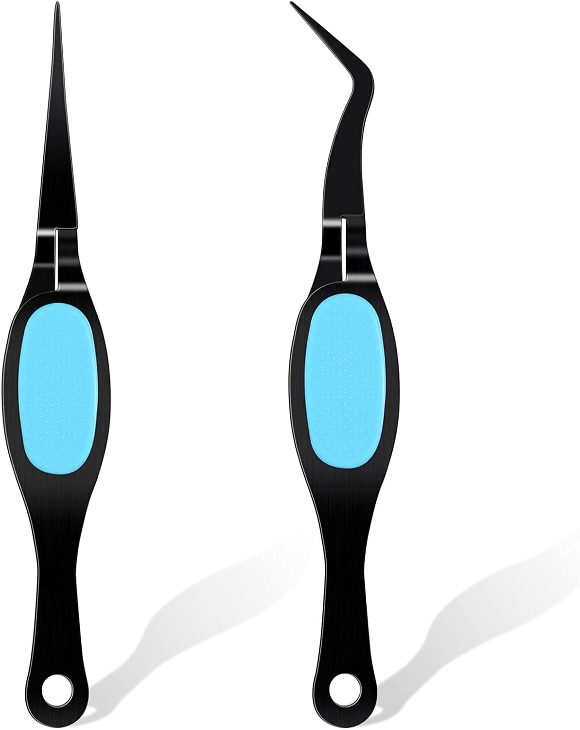 Craft Tweezers - Reverse, Curved, Stainless Steel Soft Grip Precision Tweezers for DIY Craft, Jewelry, Beading, Electronics, Laboratory Work (Black)