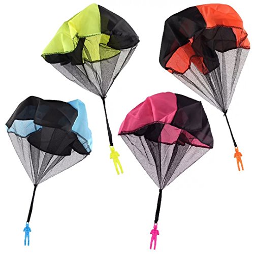 AISHEMI Outdoor Sport Tangle Free Throwing Fuuny Toy Parachute Men No Strings No Batteries.Toss It Up Watch Landing 4 Pieces Setï¼ˆ4 Random Color)