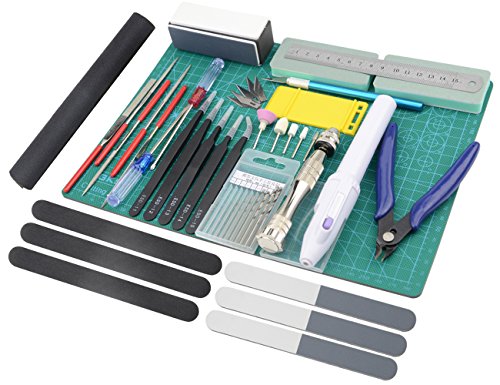 BXQINLENX Professional 33 PCS Model Tools Kit Modeler Basic Tools Craft Set Hobby Building Tools Kit for Gundam Car Model Building Repairing and Fixing (J)