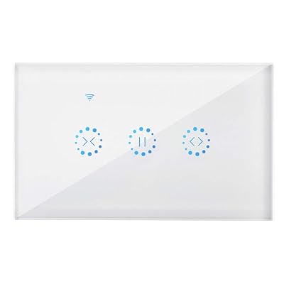 MHCOZY WIFI Smart Curtain Switch,Wall Touch Panel Ewelink app Remote Switch for Electric Motorized Curtain Blind Roller Shutter,Compatiable Alexa Google Home IFTTT (WH)
