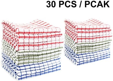 YETHAN 100% Cotton Kitchen Towels 30 pcs/Pack,15"x25", Dish Towels, Tea Towels, Bar Towels, Machine Washable