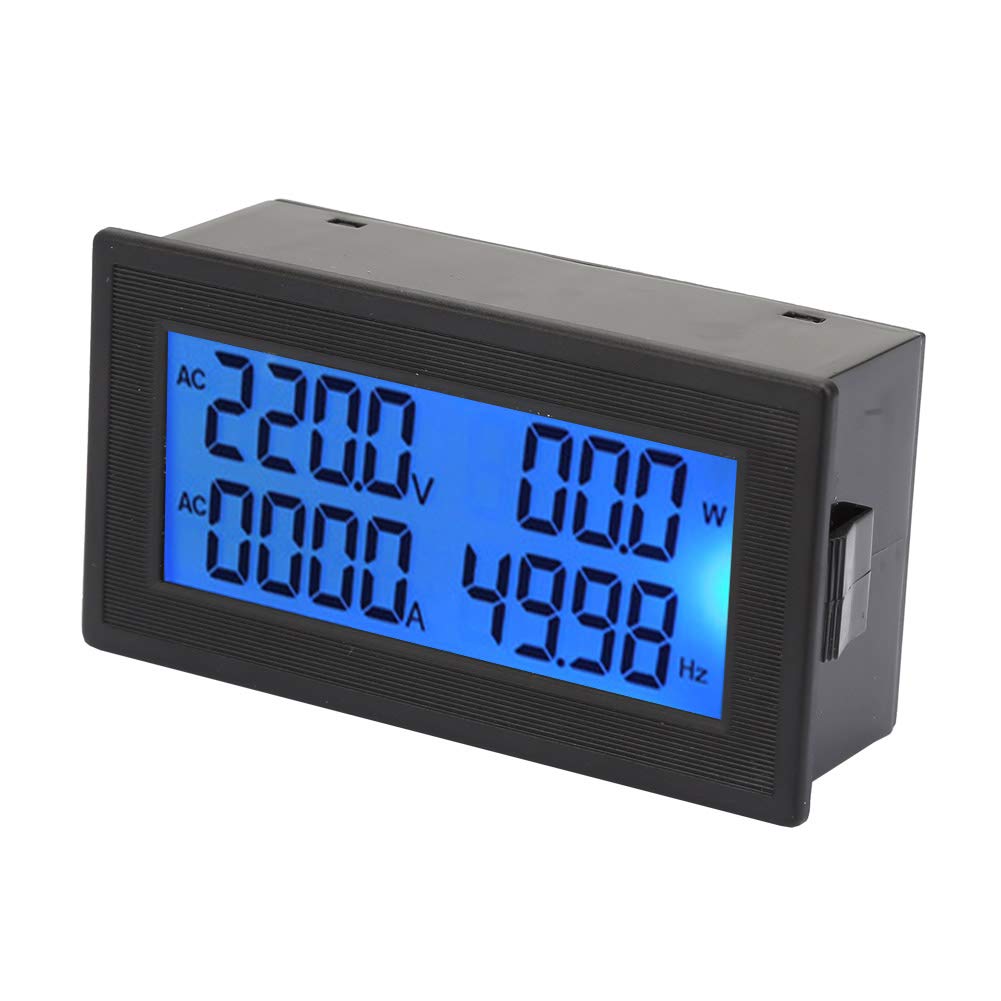 AC Digital Ampere Meter Voltmeter, 0~20A 60~500V LCD Multi Function Active Power Frequency Electrical Energy Guage,6 in 1 4Digits Power Monitor Panel