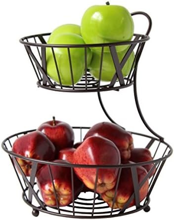 Vanderbilt Home 2-Tier Fruit Bowl Basket Stand and Server, Bronze