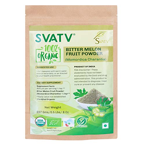 SVATV 100% Organic Bitter Melon Extract Powder- 0.5 LB/227g/08 oz- USDA Certified Organic - Karela Powder