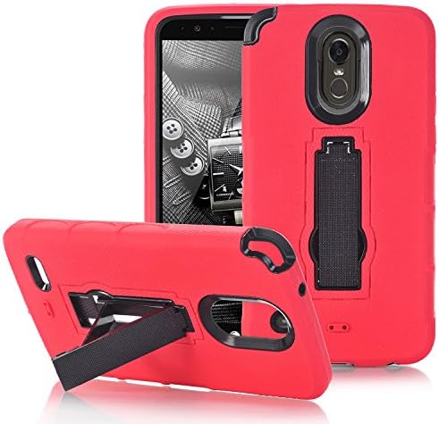 LG Stylo 3 Case,Hybrid Heavy Duty Shockproof 3 in 1 Design[Hard Plastic+Soft Silicone] Armor Defender Full-Body Protective Case Cover with Kickstand for LG Stylo 3/Stylo 3 Plus/Stylus 3. (Red+Black)