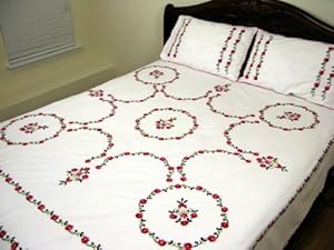 Amazon.com: Hand Embroidered Flat Bed Sheet with Small