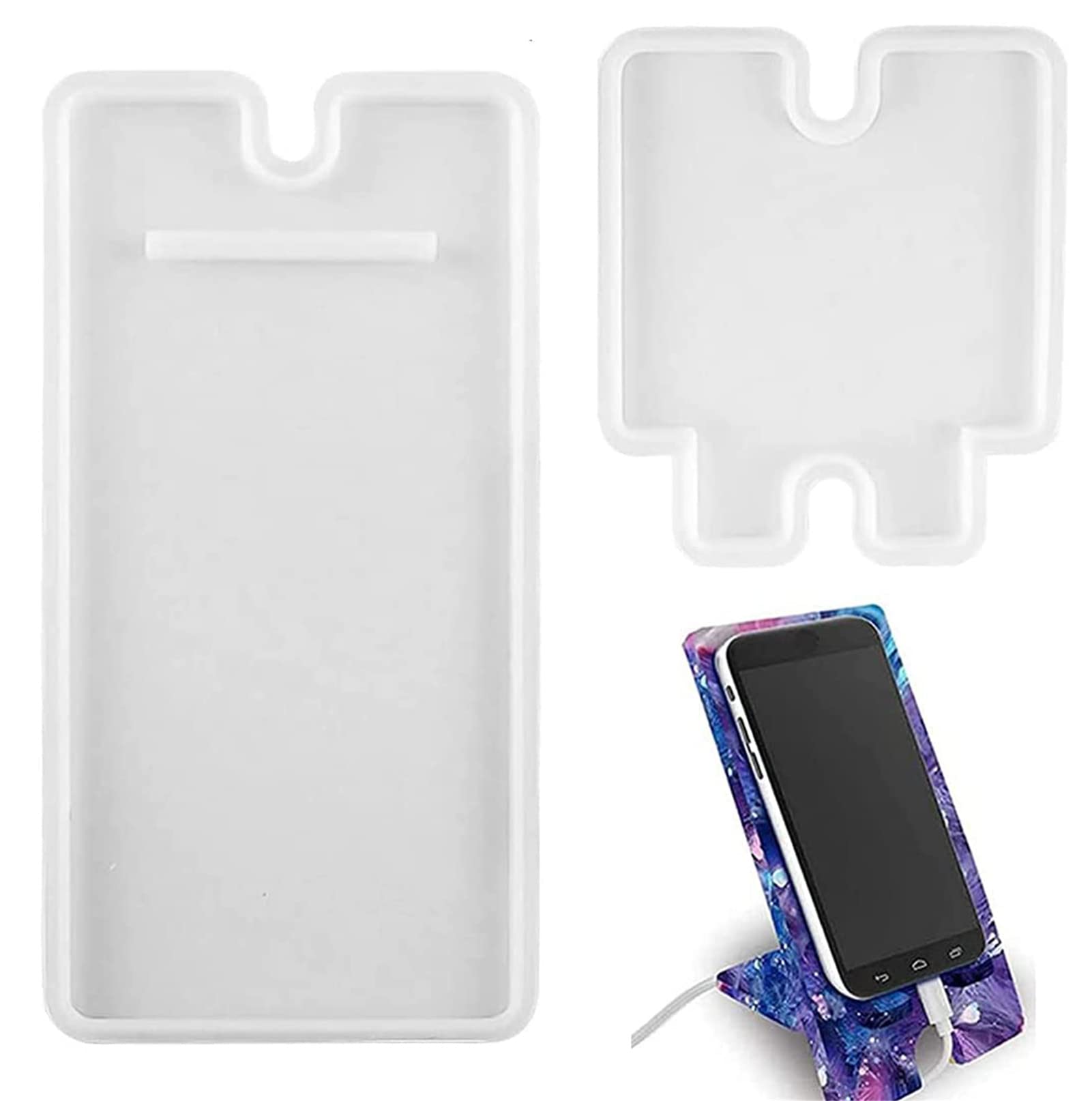 VIONNPPT Mobile Phone Stand Silicone Resin Mould, Phone Stand Shape Phone Holder Epoxy Casting Moulds for DIY Portable Craft Mobile Phone/Tablet PC Holder