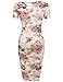 Hotouch Womens Elegant Flower Print Wear to Work Business Pencil Dress Beige M
